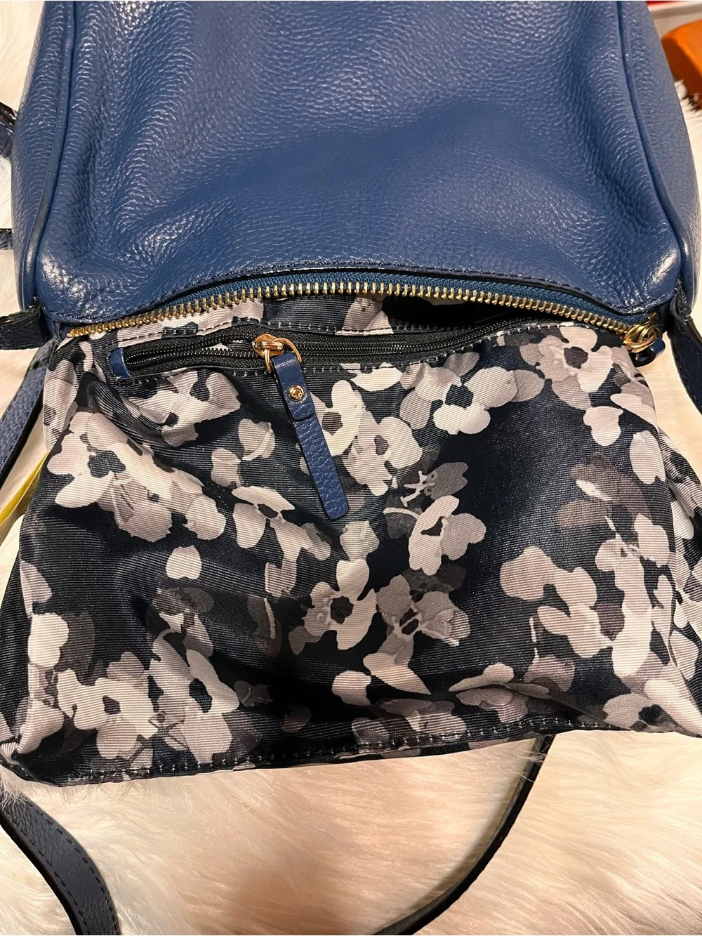 kate spade Navy Pebbled Leather Crossbody with Gold Hardware